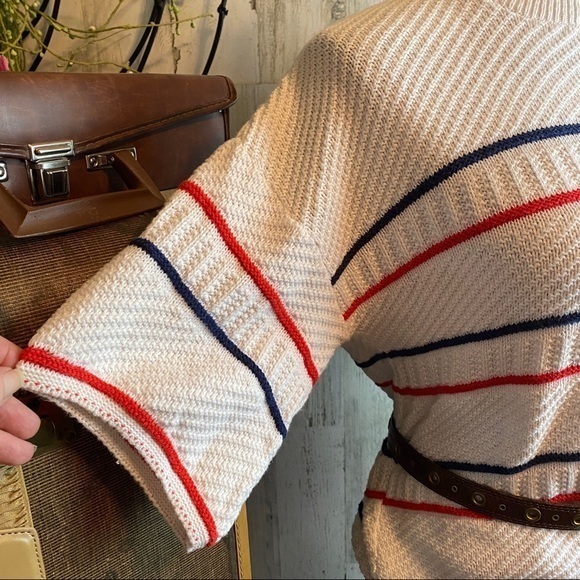 Vintage Red White Blue Multi Textured Sweater - Picture 2 of 6